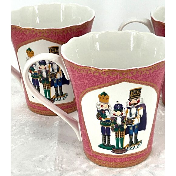 Robert Stanley Nutcracker Design‎ Pink Ceramic Mugs 3.75" Tall set/3 - Picture 2 of 6